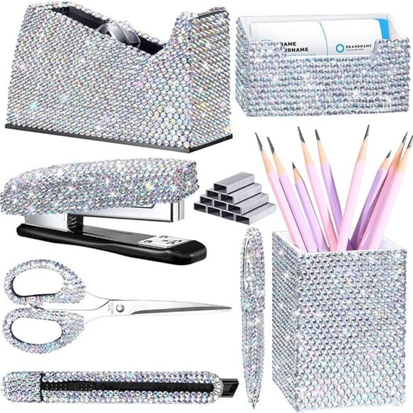 Sparkling Bling Things Other - NEW Sparkling Bling Swarovski Crystal Rhinestone Desk Set Pink Or Silver + Gift!